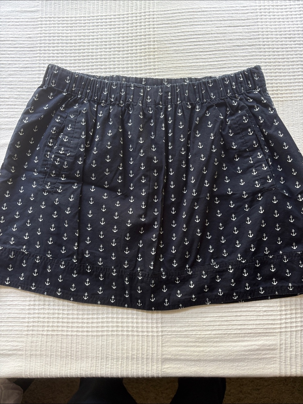 J. Crew Navy and White Anchor Print Skirt